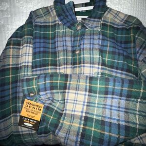 Men's Plaid Casual Button Down Shirt - Blue and Green